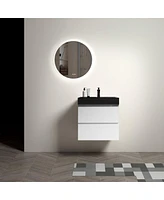 Streamdale Furniture White Bathroom Vanity with Large Storage, Wall Mounted