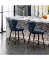 Mid-Century Modern Suede-Like Counter Height Stools (Set of 2)