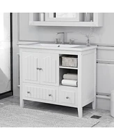 Streamdale Furniture 36" Bathroom Vanity with Ceramic Basin & Storage Cabinet