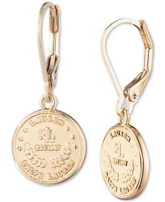 Lauren Ralph Lauren Gold-Tone Coin Logo Drop Earrings