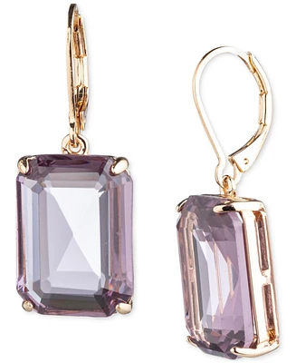 Lauren Ralph Gold-Tone Color Rectangle Stone Drop Earrings