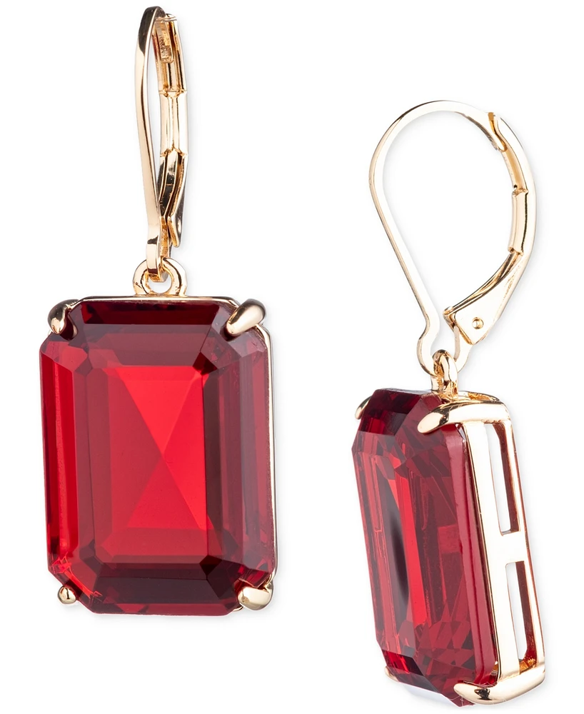 Lauren Ralph Gold-Tone Color Rectangle Stone Drop Earrings