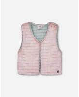 Deux par Toddler Girls Reversible Faux Fur Vest Pink And Turquoise - Toddler|Child