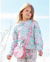 Deux par Toddler Girls Printed Shiny French Terry Hoodie Gray Mix Unicorn - Toddler|Child