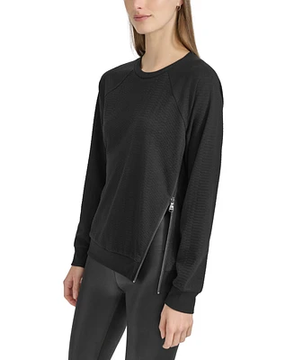 Marc New York Women's Side-Zip Crewneck Pullover Top