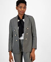 Anne Klein Women's Jacquard Button Open-Front Blazer