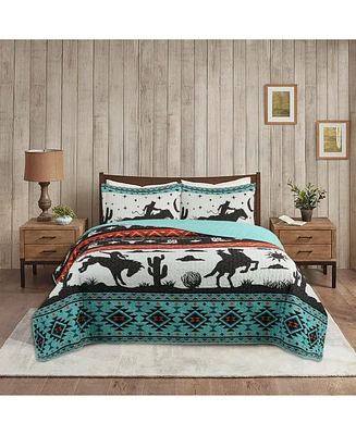 MarCielo 3 Piece South Western Quilt Bedspread Set Cowboy Queen