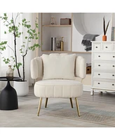 Streamdale Furniture Mid-Century Modern Upholstered Accent Chair with Golden Metal Legs