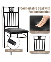 Sugift 5 Pieces Dining Set Wood Metal Table and 4 Chairs with Cushions