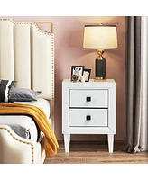 Sugift 2 Pieces Multipurpose Retro Nightstand Set with Drawers