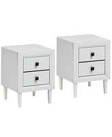 Sugift 2 Pieces Multipurpose Retro Nightstand Set with 2 Drawers