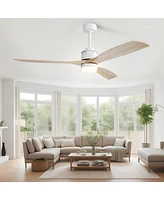 Sofucor 52"Modern Ceiling Fan with 3 Natural Wood Blades