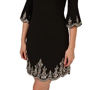 Adrianna Papell Women's Beaded Square-Neck A-Line Dress