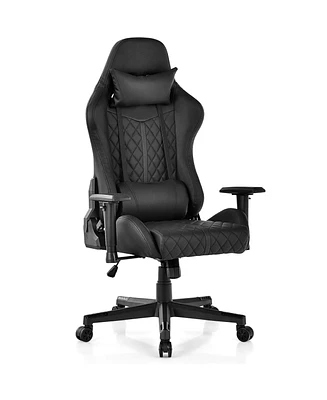 Sugift Adjustable 360° Swivel Pu Gaming Chair with Rgb Led Lights and Nylon Base