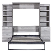 Full Size Murphy Bed With Storage Shelves And Drawers