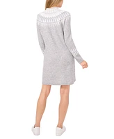 CeCe Women's Fair Isle Long-Sleeve Sweater Dress