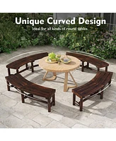 Skonyon Patio Curved Bench for Round Table Spacious and Slatted Seat