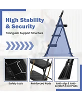 Givimo Portable Folding 3 Step Ladder with Wide Anti-Slip Pedal and Convenient Handle