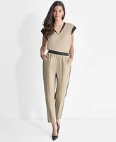 Dkny Women's Two-Tone Straight-Leg Ankle Pants