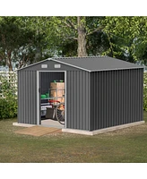 Spacious All-Weather 10x8 Galvanized Steel Storage Shed with Sliding Doors