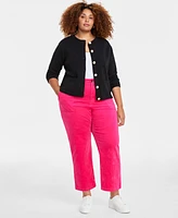 On 34th Trendy Plus Size Milano Crewneck Cardigan, Created for Macy's