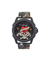 Ed Hardy Men's Matte Black Silicone Strap Analog Watch 48mm