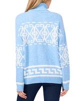 CeCe Women's Fair Isle Long Sleeve Turtleneck Sweater