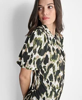 Dkny Women's Printed Twist-Neck Blouse