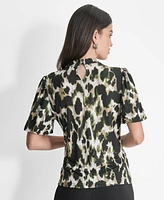 Dkny Women's Printed Twist-Neck Blouse