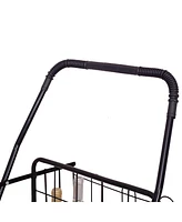 Costway Folding Shopping Cart Jumbo Basket Grocery Laundry Travel w/ Swivel Wheels