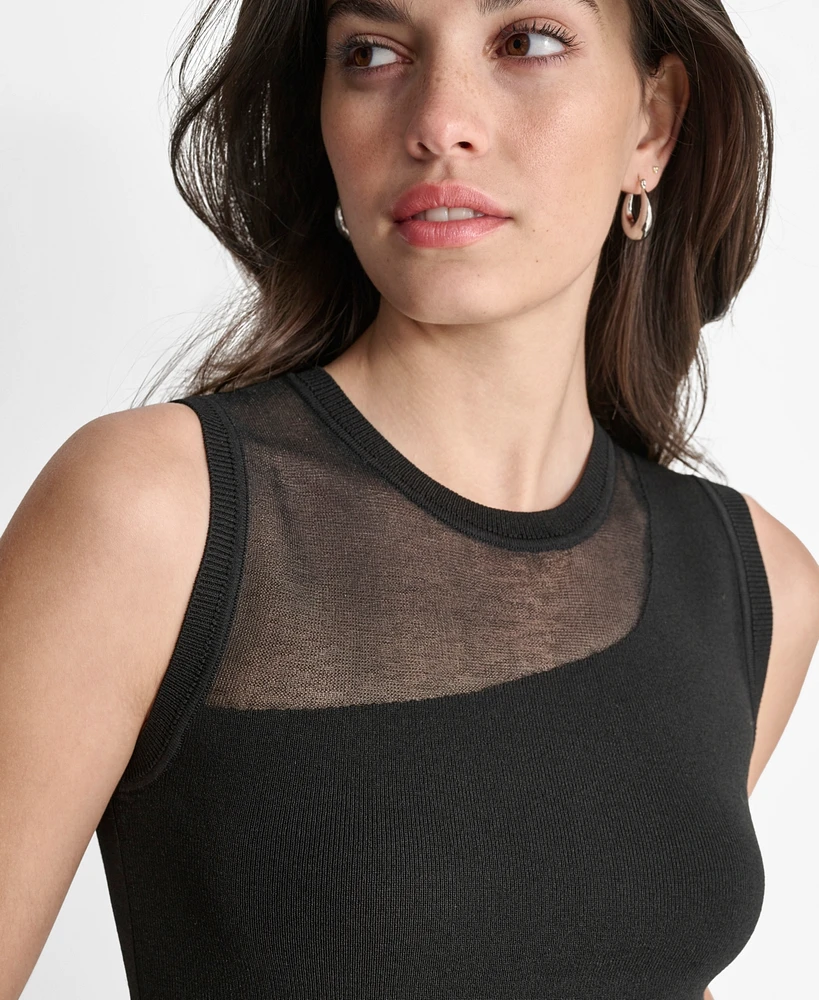 Dkny Women's Sleeveless Mixed-Media Top