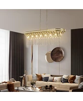 Streamdale Furniture Modern Champagne Gold Kitchen Island Light - Oval Crystal Ceiling Chandelier