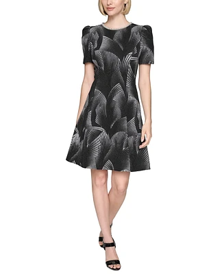 Karl Lagerfeld Paris Women's Fan-Texture Embellished Dress