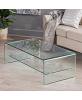 Streamdale Furniture Sleek Glass Coffee Table With Shelf