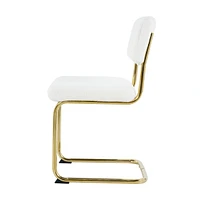 Set of 4 White Dining Chairs with Gold Metal Legs