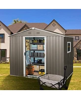 Streamdale Furniture 8ft x 6ft Outdoor Metal Storage Shed with Window Grey(W540S00016)