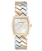 Anne Klein Women's Quartz Herringbone Two-Tone Alloy Metal Bracelet Watch, 26mm - Silver-Tone/Gold