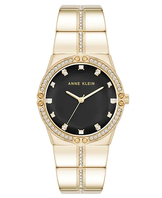 Anne Klein Women's Quartz Faceted Crystal Bezel -Tone Alloy Metal Watch, 32mm