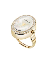 Anne Klein Women's Quartz Mother of Pearl and Gold-Tone Alloy Metal Ring Watch, 17mm