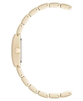 Anne Klein Women's Quartz Petite Tan Enamel Center Link Gold-Tone Alloy Metal Bracelet Watch, 17.5mm