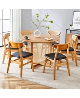 Simplie Fun Solid Wood Dining Set: Table & Chairs for Home, Office, Meetings