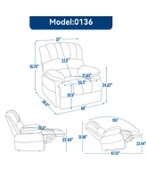 Streamdale Furniture Oversized Manual Fabric Recliner Chair for Large Individuals