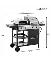 Streamdale Furniture 466 Sq. In. 4-Burner Gas Grill & Griddle Combo with Cover