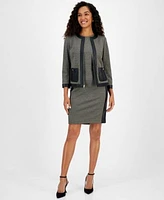 Kasper Womens Princess Seam Sheath Dress Collarless Zip Front Blazer