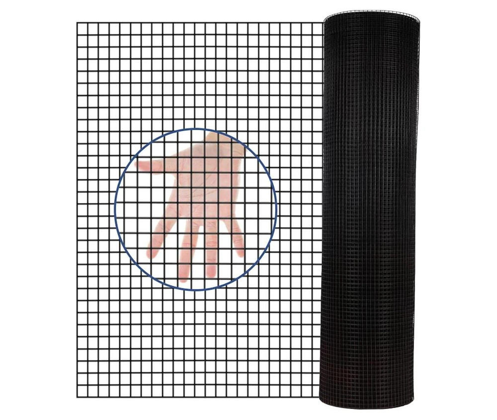 Simplie Fun 24"x50' Black Vinyl Hardware Cloth, 21 Gauge, 1/4" Mesh