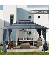 Streamdale Furniture 10'x13' Hardtop Gazebo with Curtains and Netting