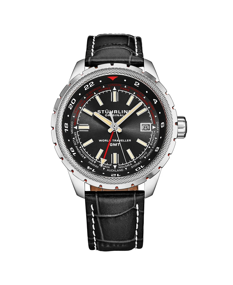 Stuhrling Global Voyager 1014 Gmt 42mm World Timer Watch