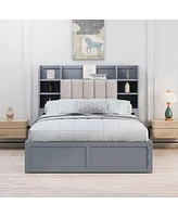 Streamdale Furniture Full Size Bed Frame with Storage, Grey