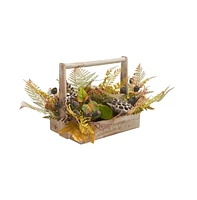 Safavieh Faux 25 Inch Lotus & Fern Wood Planter