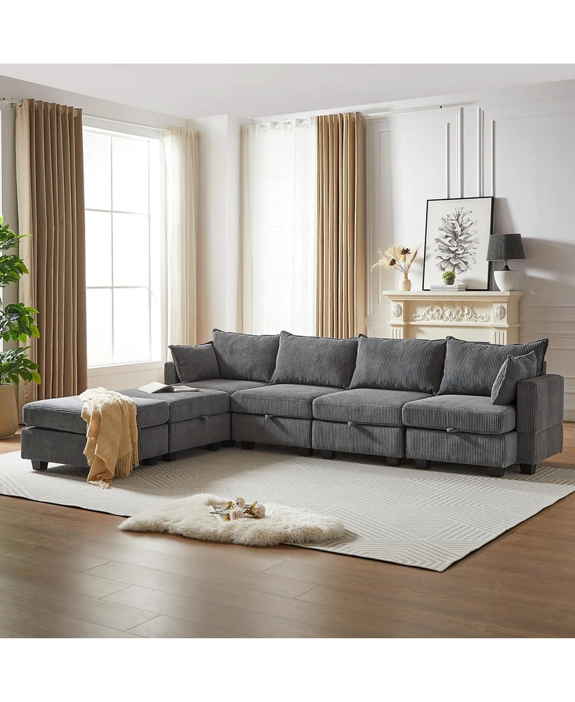 Simplie Fun Flexible Modular Sectional Sofa with Storage